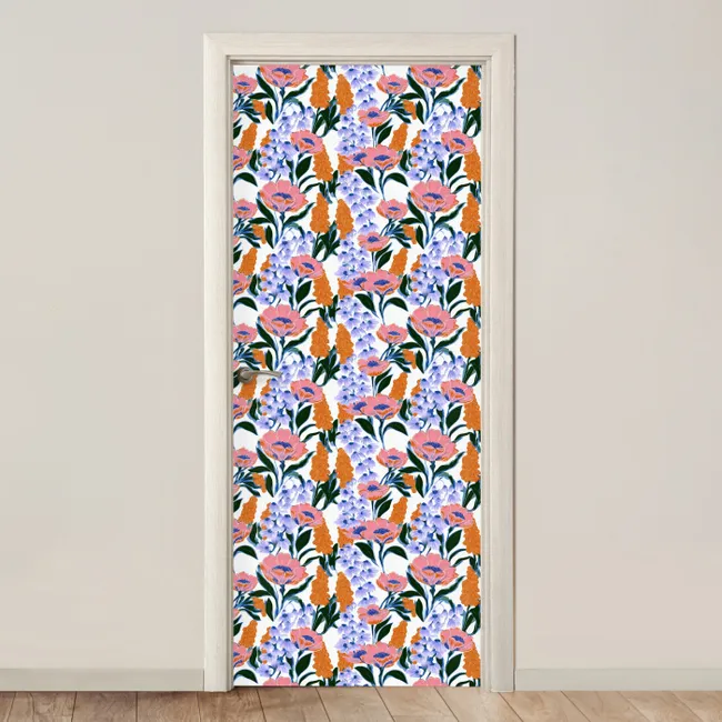 Deursticker met naam - Patroon - Aquarel - Kleurrijk