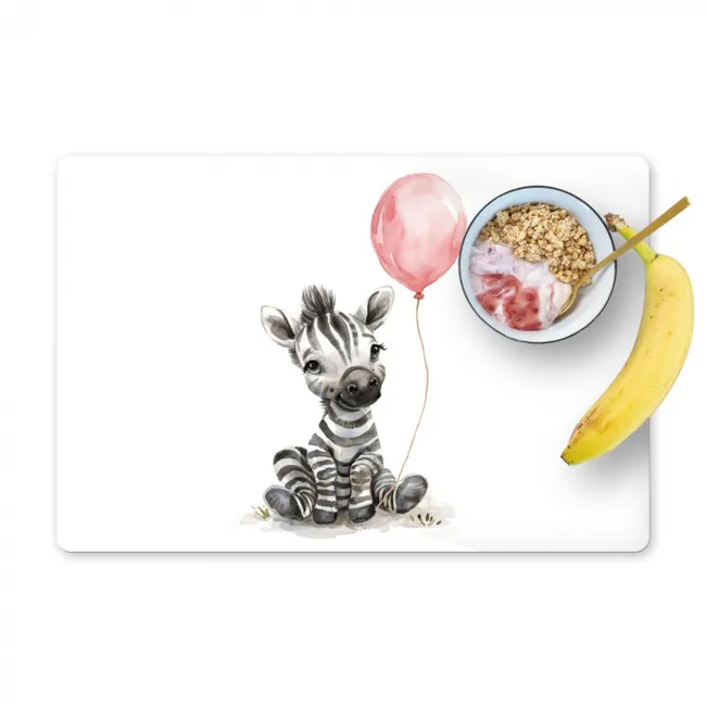 Zebra - Baby - Dieren - Roze ballon Placemat vinyl groot -zzzproduct_Kitchenyeah-website
