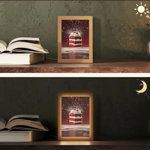 Rode - Velvet - Taart - Eten Light Box met kabel (Tafellamp) klein -sfeer3