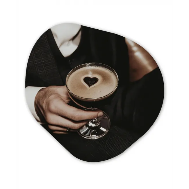 Hartje - Cocktail - Espresso Martini - Hand Wandcirkel Organisch Forex 3mm klein -3d