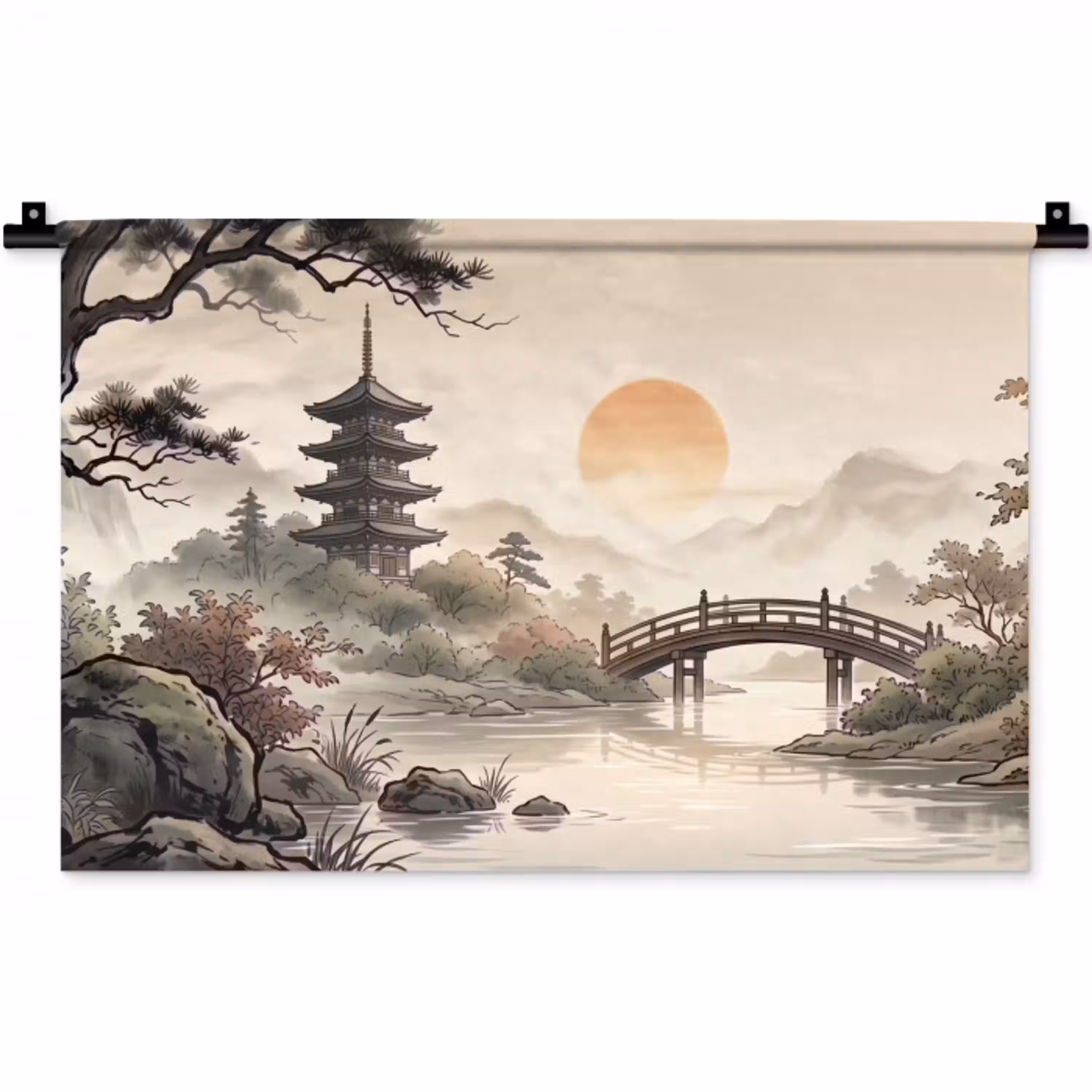 Azië - Landschap - Kleurrijk Wandkleed katoen klein -zz3d