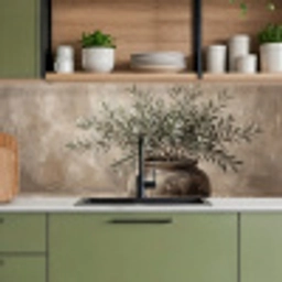 Olijfplant - Aardenpot - Abstract - Beige keuken achterwand 2 middel -sfeer3