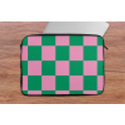 Schaakbord patroon - Groen - Roze - Blokjes laptophoes neopreen klein -tafel