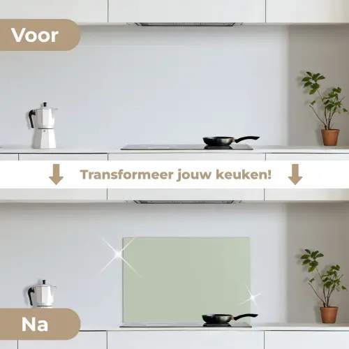 Mintgroen - Effen kleur keuken achterwand spatscherm klein 900 -voor_na_NL