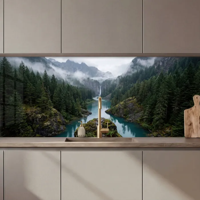 Waterval - Bomen - Bergen keuken achterwand 2 middel zz_3dshopping