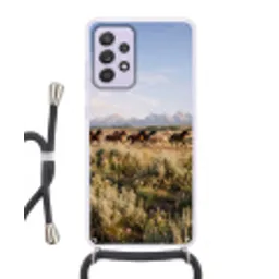 Paarden - Kudde - Bergen - Vrijheid - Wild Hoesje Samsung Galaxy A52 5G met koord klein -3d