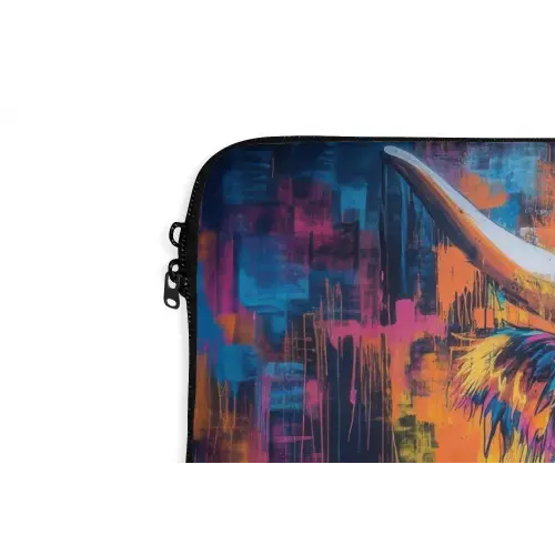 Schotse Hooglander - Abstract - Kleurrijk laptophoes neopreen klein -detail