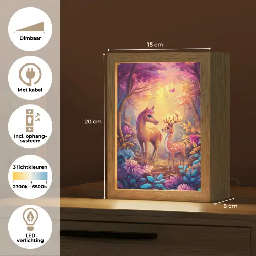 Paard - Hert - Sprookjesbos - Paars Light Box met kabel klein -USP_NL