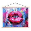 Graffiti - Lippen - Felroze - Geschilderd textielposter latten blank klein -3d