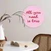 Tekst - Roze - Love - Hart Wandcirkel kunststof plaat 5mm dik klein -sfeer4