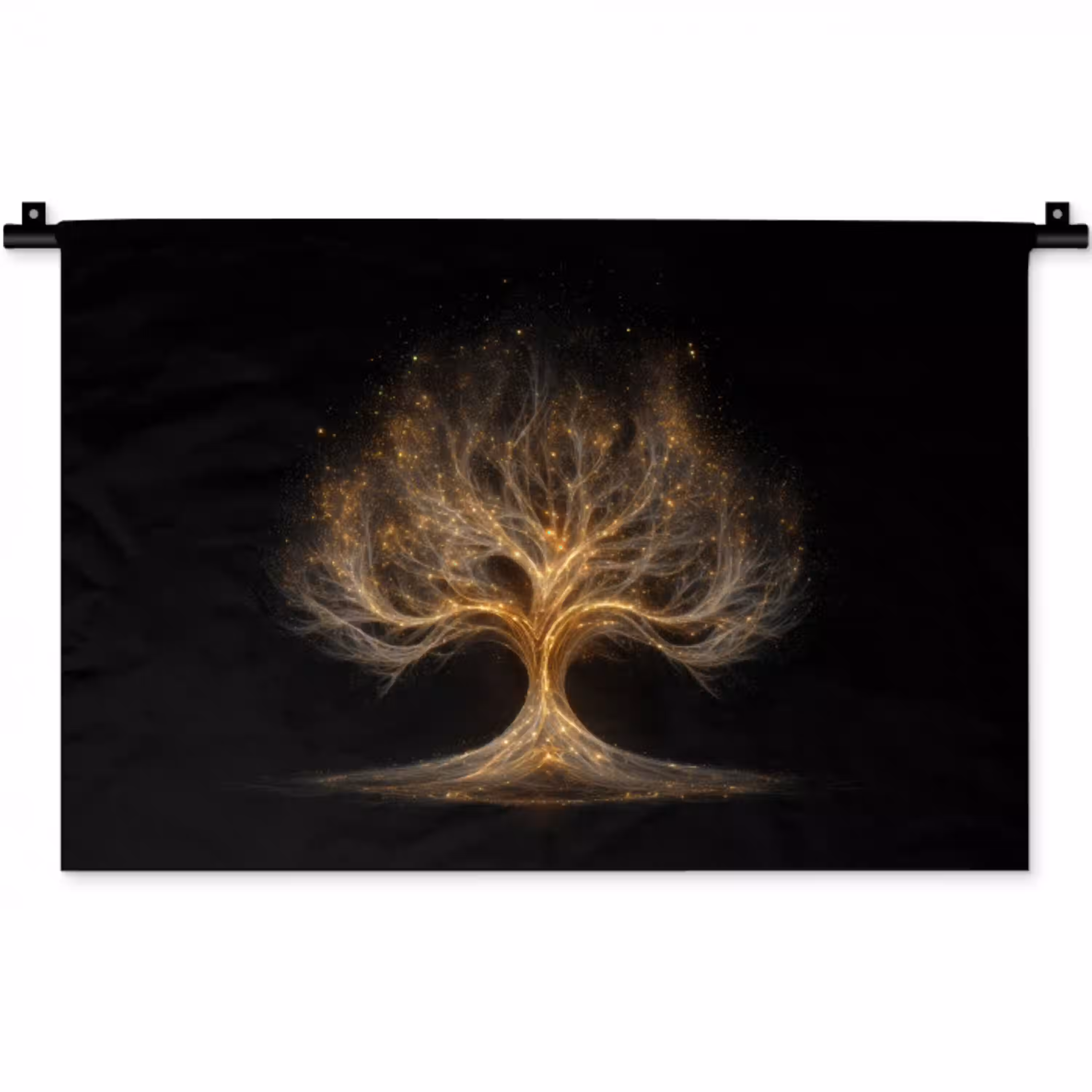 Lichtjes - Boom - Abstract - Zwart Wandkleed katoen klein -zz3d