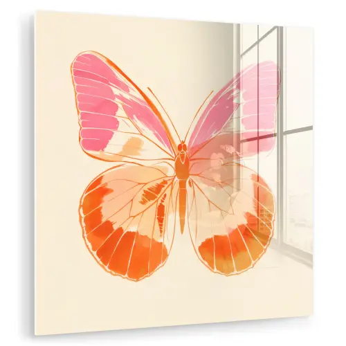 Oranje - Vlinder - Minimalistisch plexiglas 5mm klein -zzzproduct_nieuw