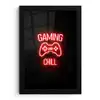 Gaming - Quotes - Gaming and chill - Neon - Rood fotolijst zwart zonder passe partout klein -3d