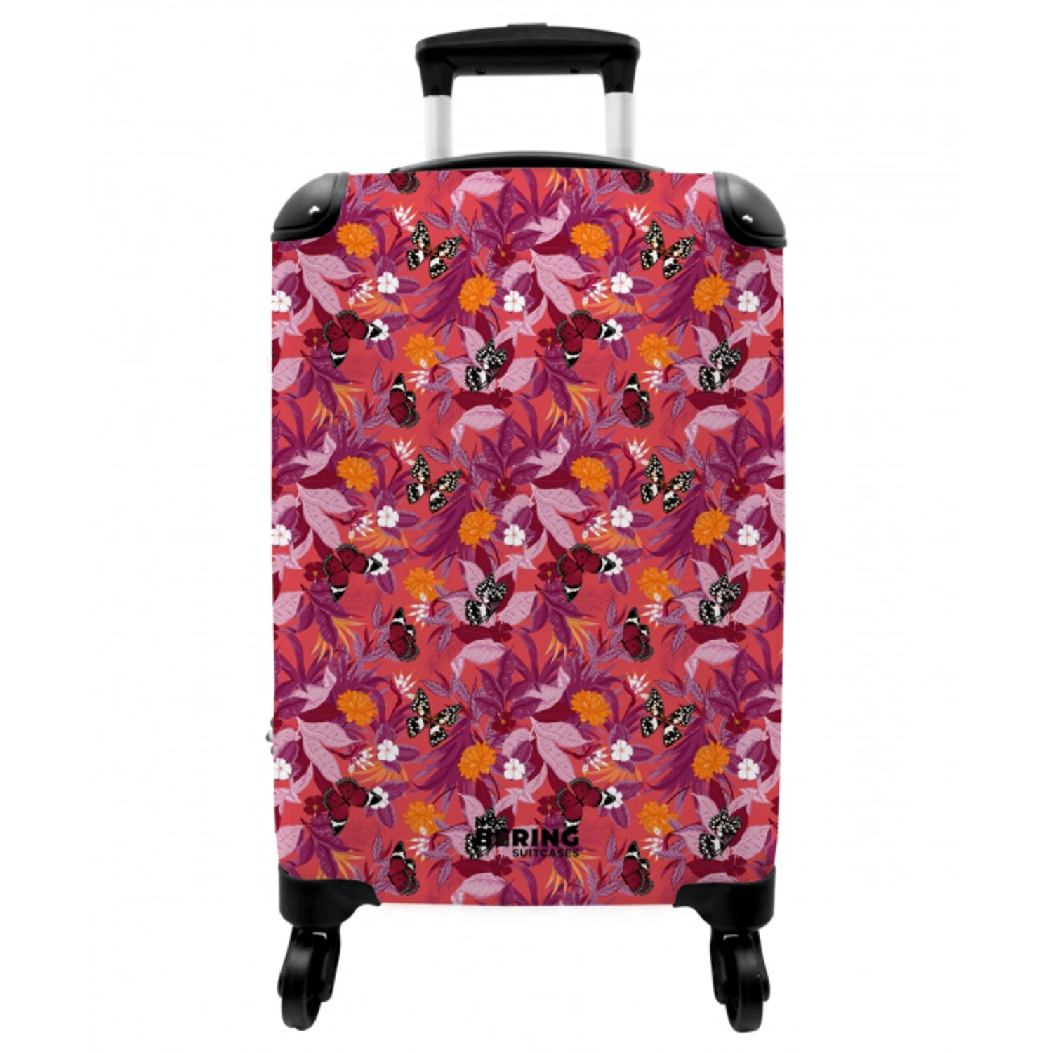 Tropisch vlinder patroon donker roze NBS - Handbagage koffer - Vrouwen middel -3d