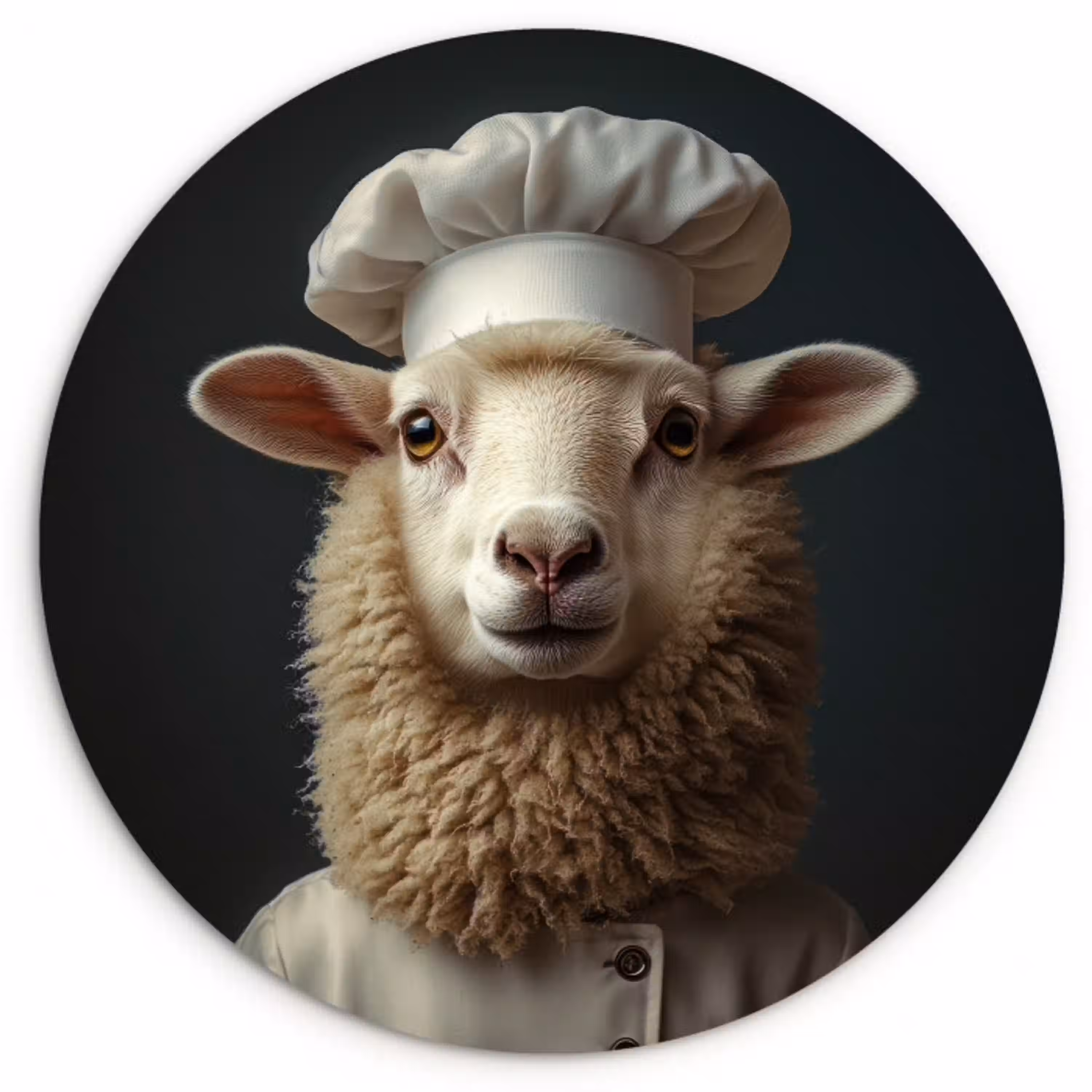 Schaap - Wol - Kok Wandcirkel kunststof plaat 5mm dik klein -3d