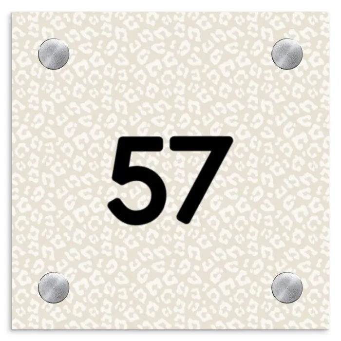 Beige panterprint - Traditioneel Naambord Vierkant klein -3d