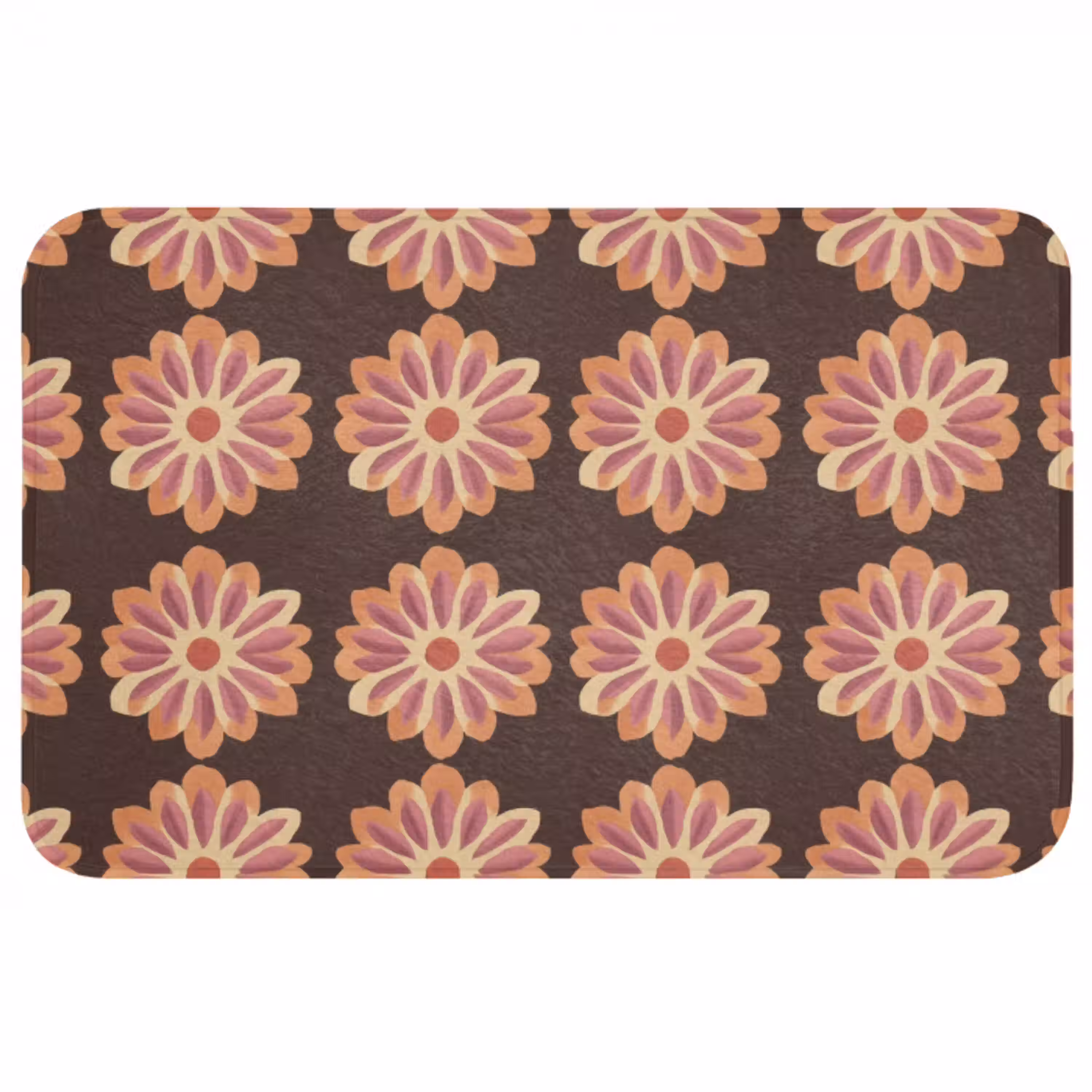 Bloemen - Patroon - Bruin Badmat middel 997 -3d