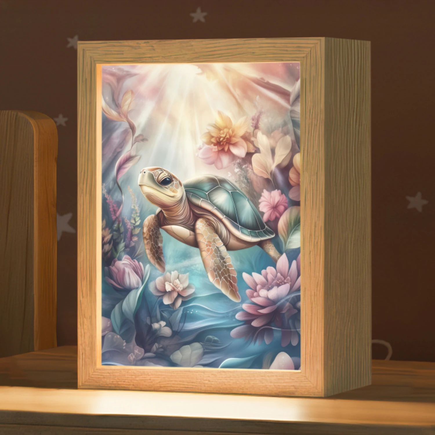 Schildpad - Bloemen - Onderwater Light Box met kabel klein -zzz_3d_website