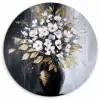 Bloemen - Wit - Vaas - Abstract Wandcirkel plexiglas klein -3d