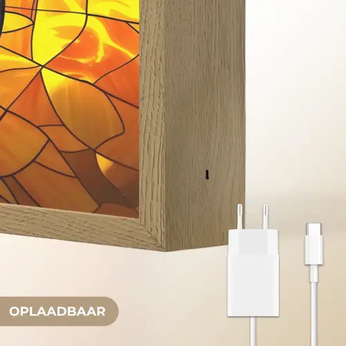 Mozaïek - Zon - Geel - Cirkel Light Box met batterij (Wandlamp) middel -USP_websiteoplaadbaarNL