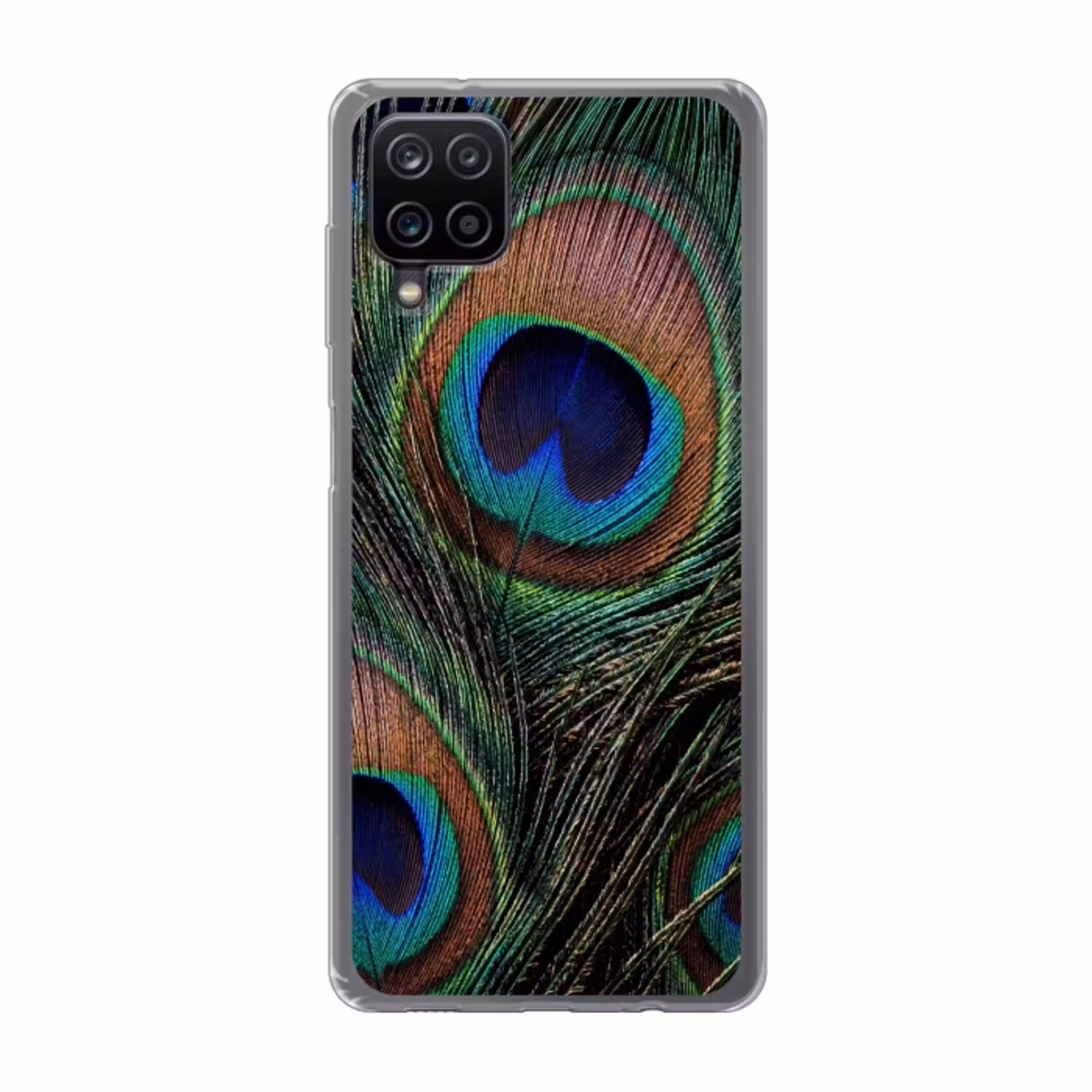 Pauwenveren - Klassiek - Groen Telefoonhoesje Samsung Galaxy A12 klein -3d
