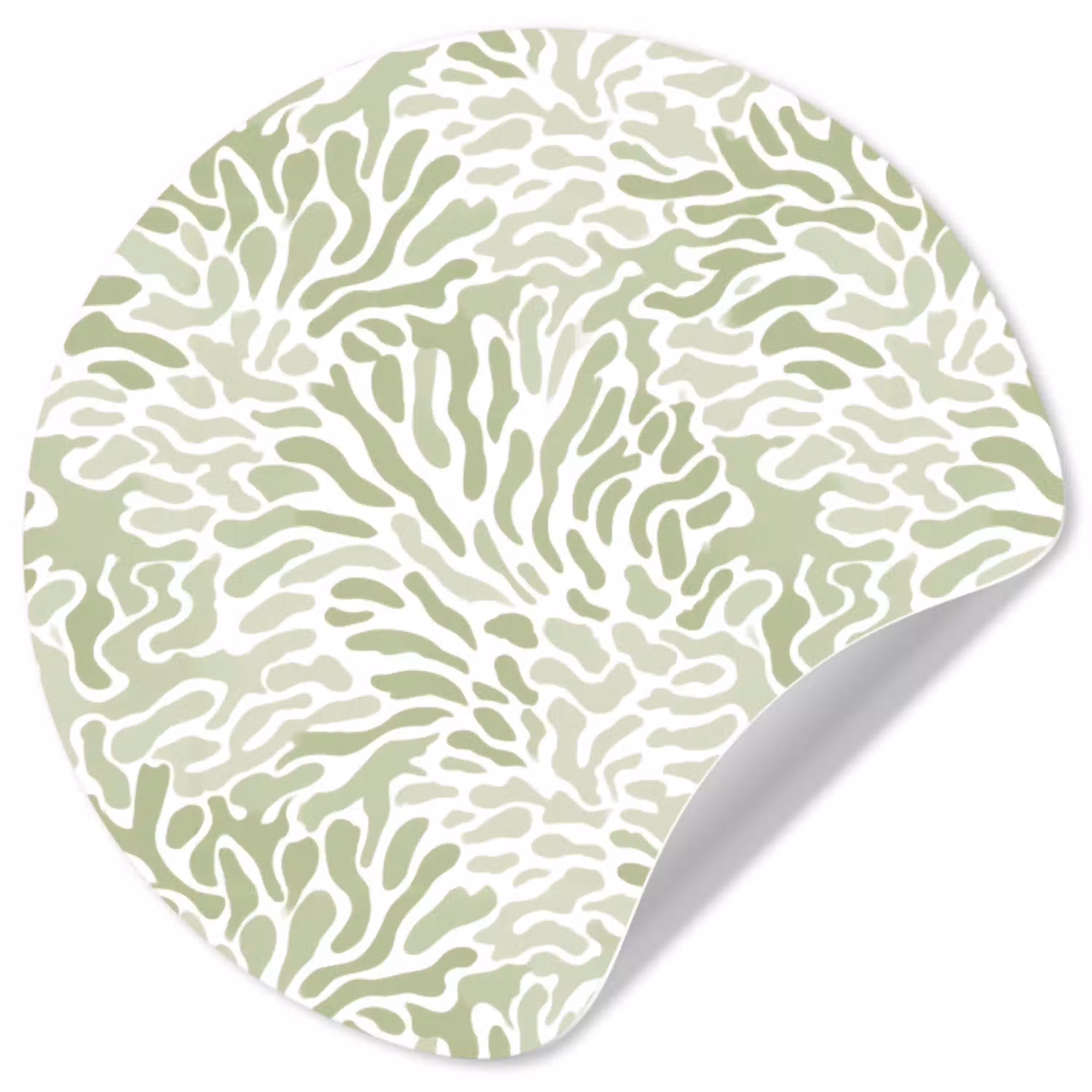 Saliegroen - Abstract - Organisch - Koraal - Patroon Wandcirkel behangsticker klein 186 -3d