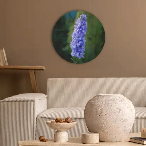 Bloemen - Blauw - Dennenboom Akoestische PET Vilt - Rond klein -sfeer1