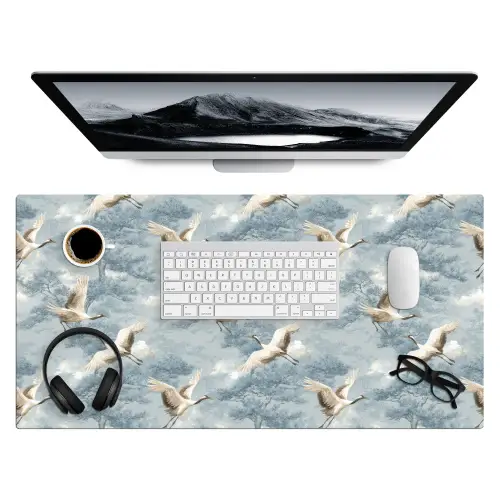 Wolken - Kraanvogels - Blauw Muismat XXL klein 681 -3d
