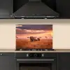 Groep olifanten - Open vlakte - Zon keuken achterwand spatscherm klein -sfeer1