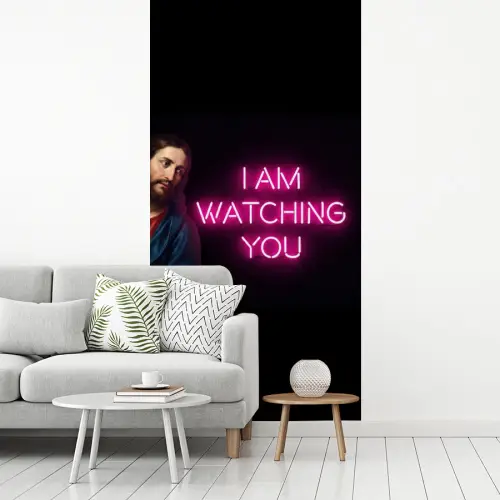 Man - Tekst - Neon fotobehang vinyl groot -woonkamer