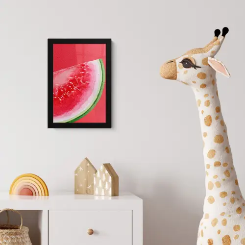 Watermeloen - Rood - Zomers fotolijst zwart zonder passe partout klein -usfeer4_kinderkamer