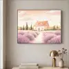 Lavendelveld - Huis - Paars Textielframe - compleet frame klein -sfeer2