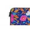 Bloemen - Blauw - Roze laptophoes neopreen klein -detail
