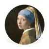 Meisje met de Parel - Schilderij van Johannes Vermeer Wandcirkel aluminium klein -3d