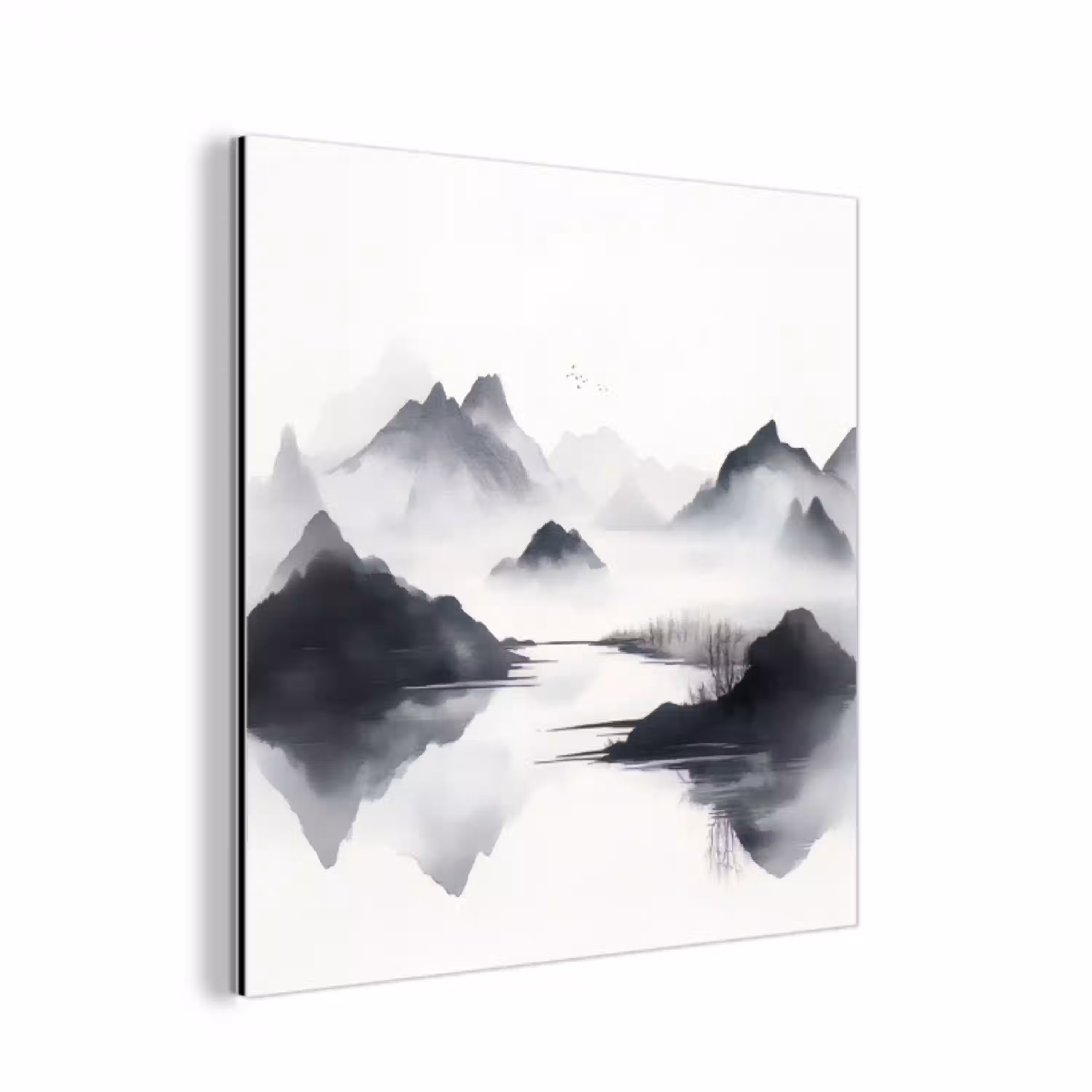 Bergen - Mistig - Water - Wit aluminium wit klein -3d