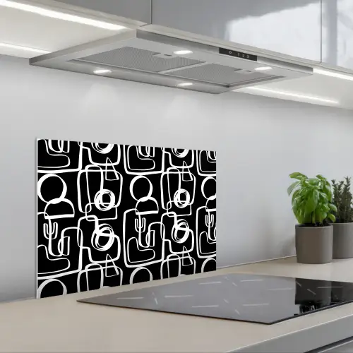 Onregelmatig - Cirkels - Lijnen keuken achterwand spatscherm klein 900 -3d_schuin
