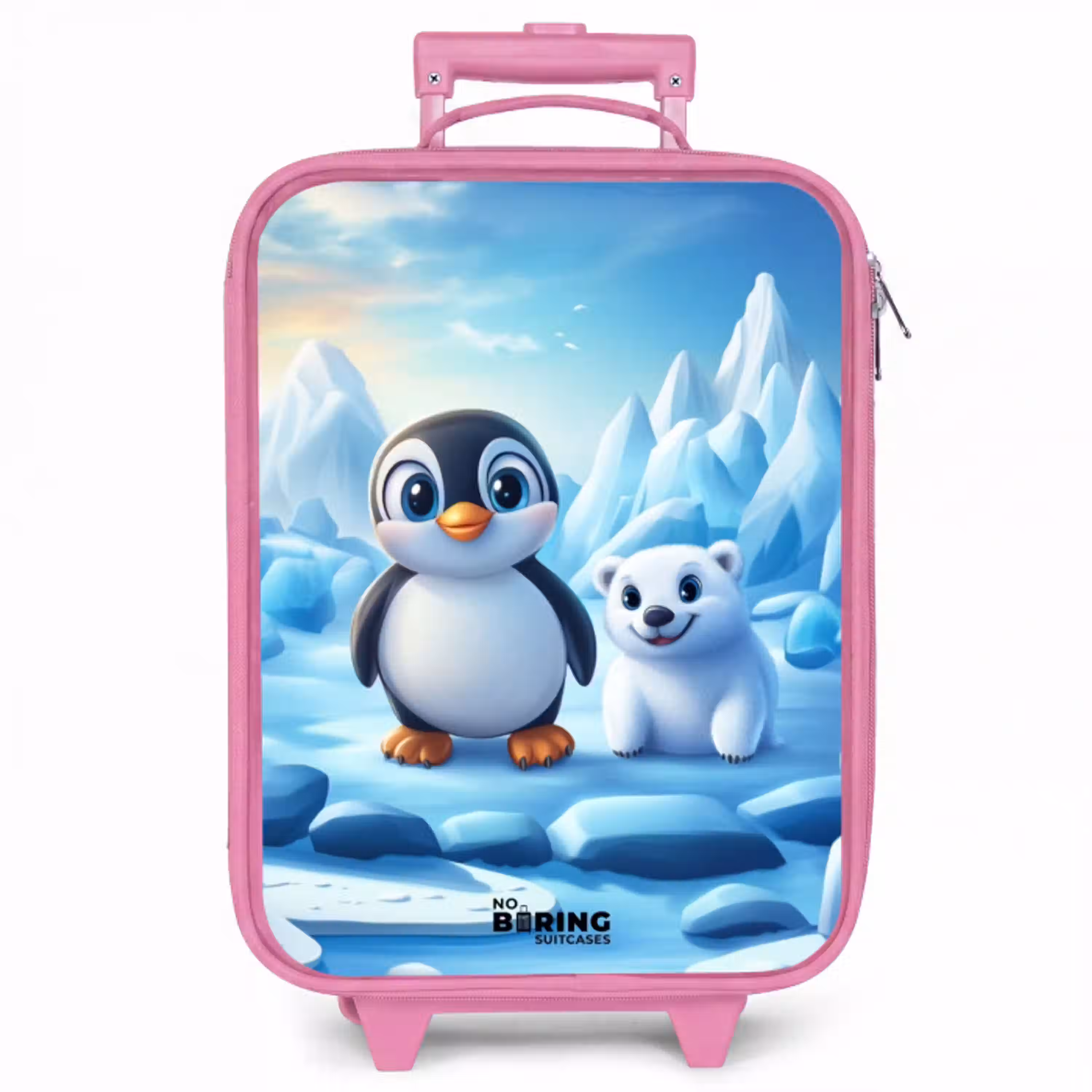Pinguïn en ijsbeertje op ijsschotsen Kinderkoffer - Roze klein -zzz_website3d