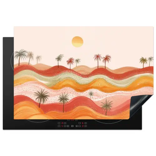 Abstract landschap - Palmbomen - Kleurrijk Inductie beschermer vinyl 3mm klein -3d
