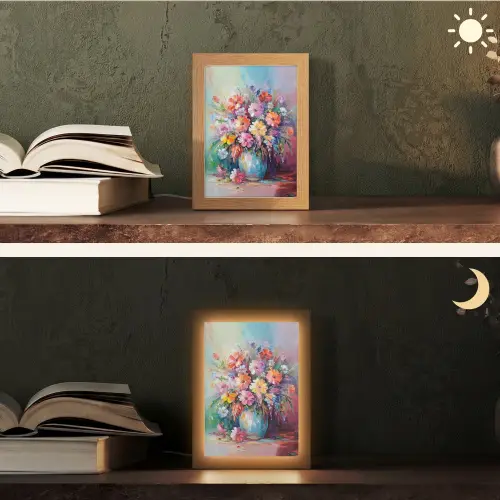 Bloemen - Kunst - Schilderij - Lente - Boeket Light Box met kabel (Tafellamp) klein -sfeer3