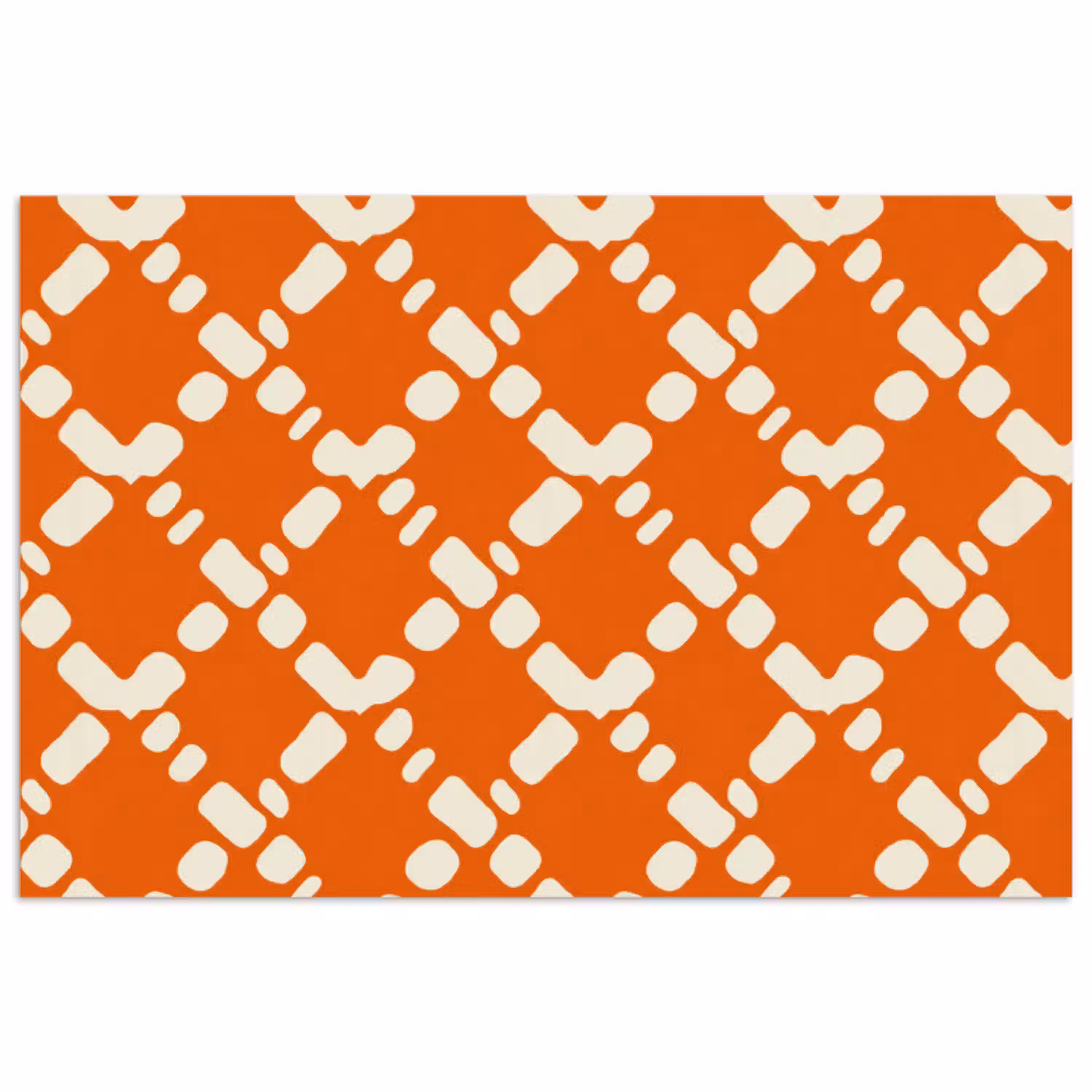 Oranje - Ruitpatroon - Wit poster papier klein 62 -3d