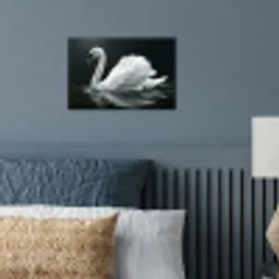 Zwaan - Water - Natuur - Realistisch - Wit poster papier klein -sfeer2