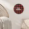 Geruit - Rood - Tekst - Christmas Wandcirkel kunststof plaat 5mm dik klein -sfeer5