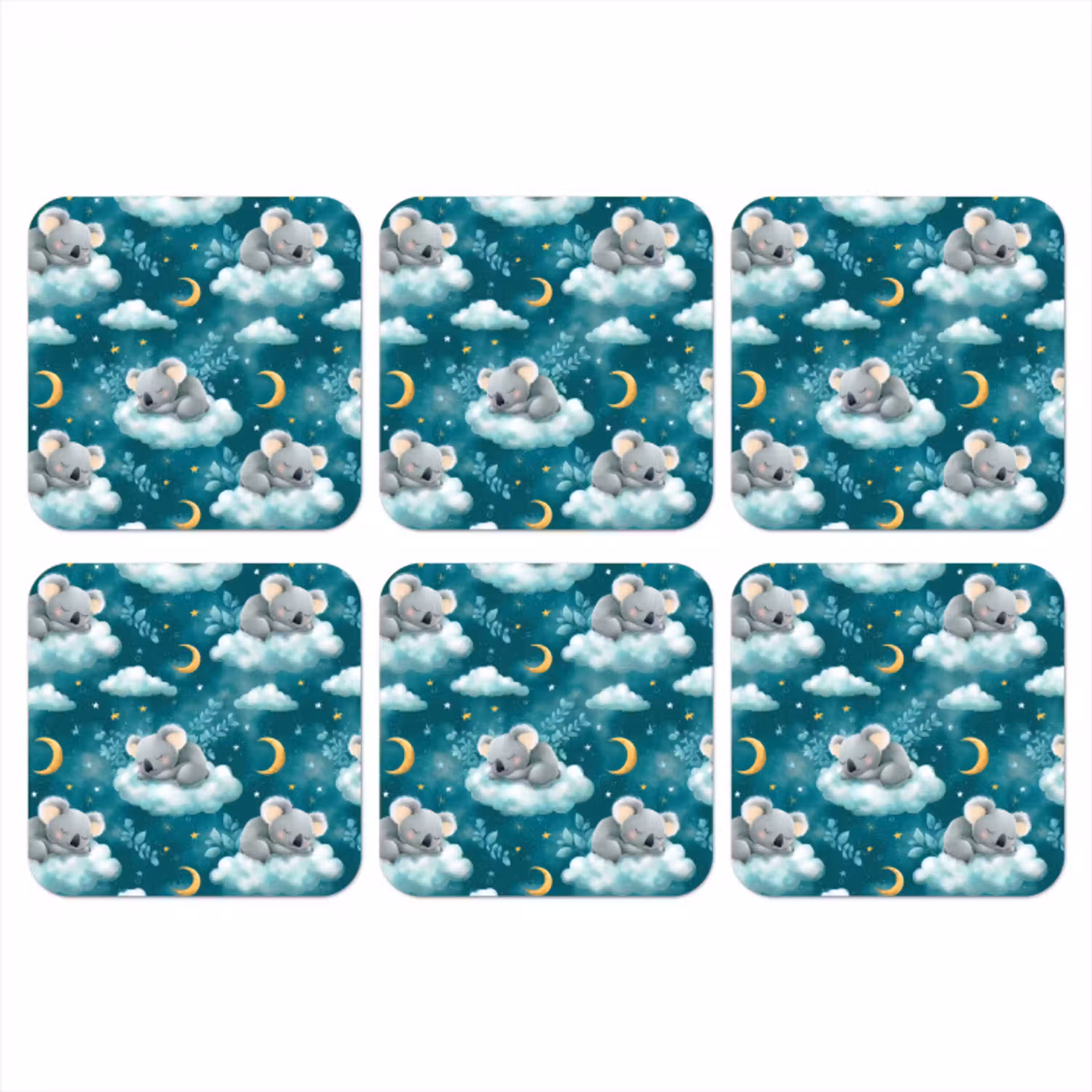 Koala's - Betoverend - Blauw onderzetter kurk middel 366 -3d