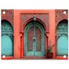 Lantaarn - Deur - Turquoise tuinposter los doek klein -3d