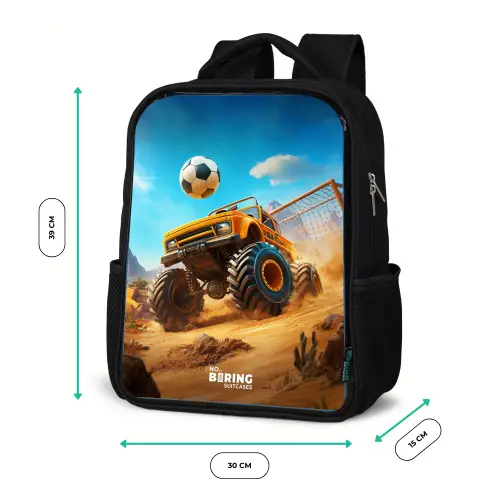 Monstertruck scoort goal in woestijnstadion Rugzak - Zwart middel -productfoto_formaten