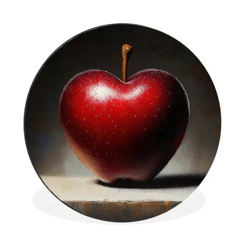 Apple - Hart - Rood Wandcirkel aluminium klein -3d