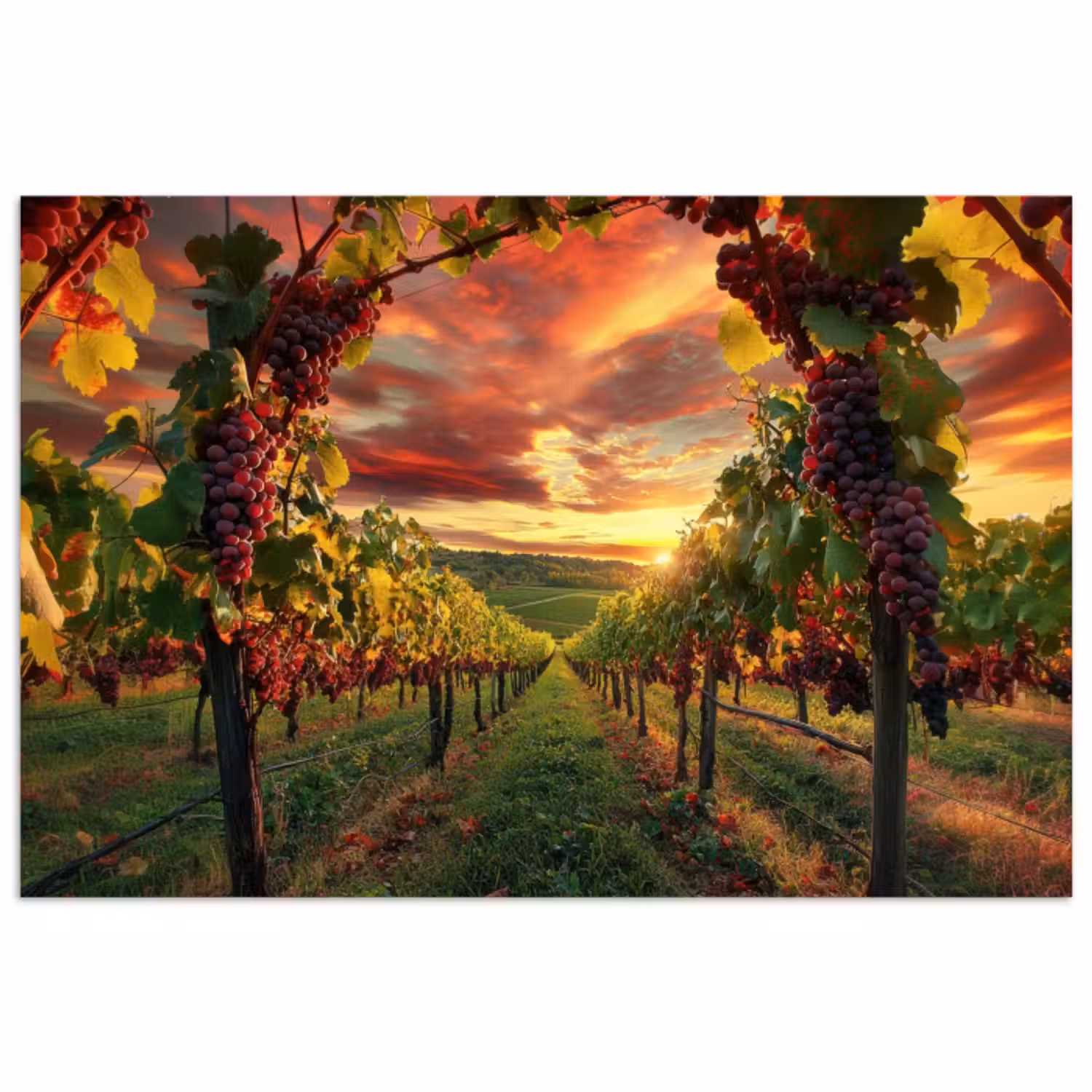 Poster - Weinberg - Weintrauben - Sonnenuntergang