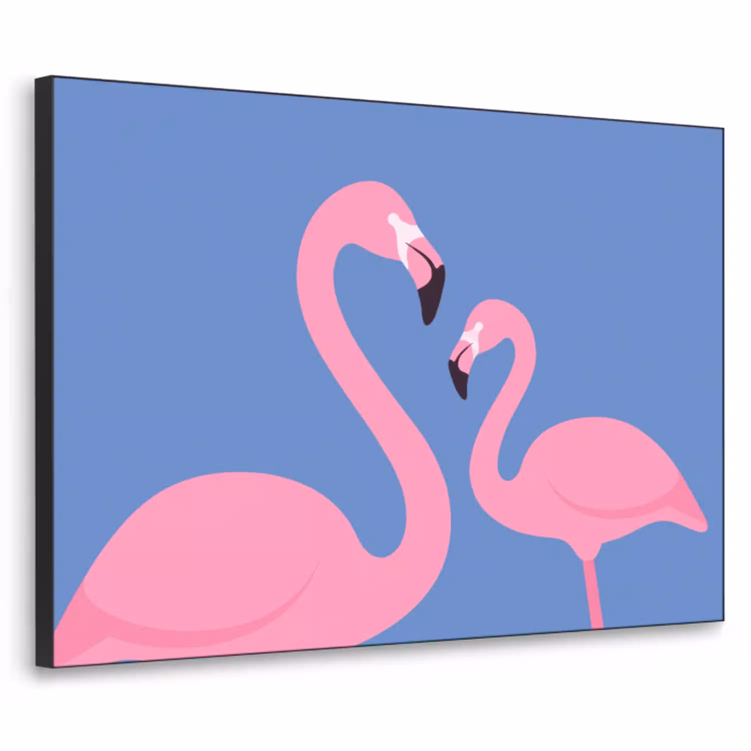 Vogel - Paar - Dieren - Modern - Roze Textielframe zwart klein -3d