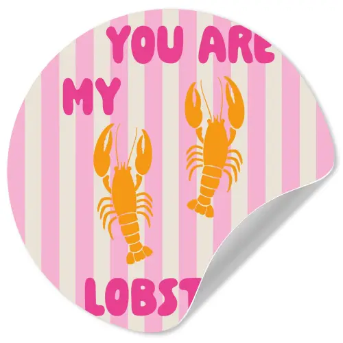 Lobster - Love - Valentijn Wandcirkel behangsticker klein -3d