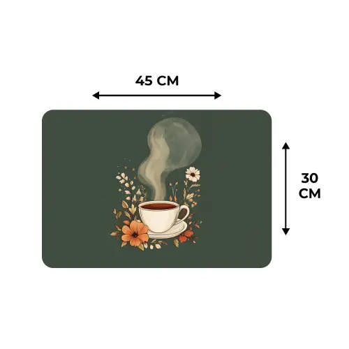 Kop - Bloemen - Groen - Koffie Placemat vinyl groot -specs